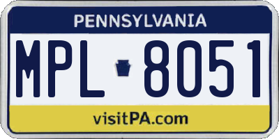 PA license plate MPL8051