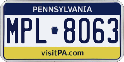 PA license plate MPL8063