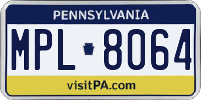 PA license plate MPL8064