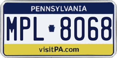 PA license plate MPL8068