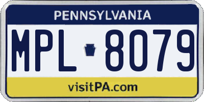 PA license plate MPL8079