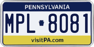 PA license plate MPL8081