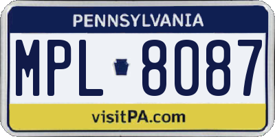 PA license plate MPL8087