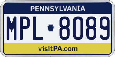 PA license plate MPL8089
