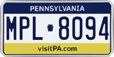 PA license plate MPL8094
