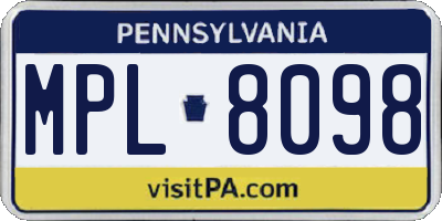 PA license plate MPL8098