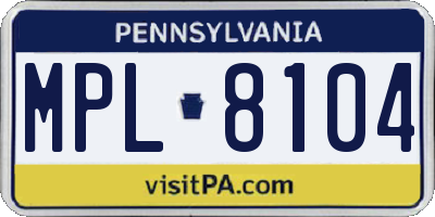 PA license plate MPL8104
