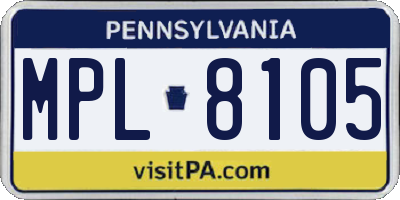 PA license plate MPL8105