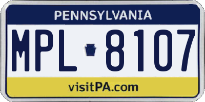 PA license plate MPL8107