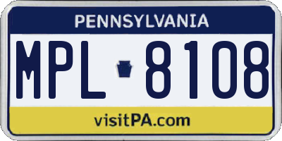 PA license plate MPL8108