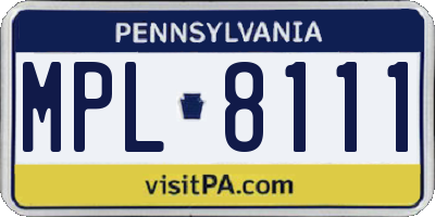 PA license plate MPL8111