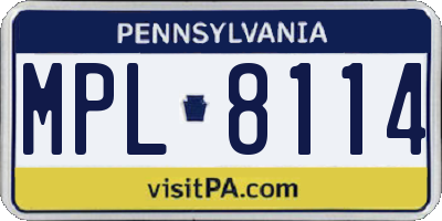 PA license plate MPL8114