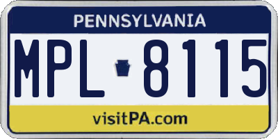 PA license plate MPL8115