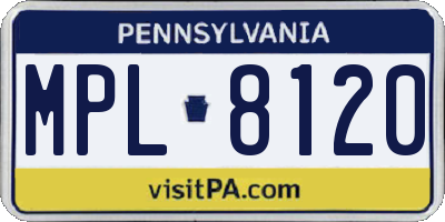 PA license plate MPL8120