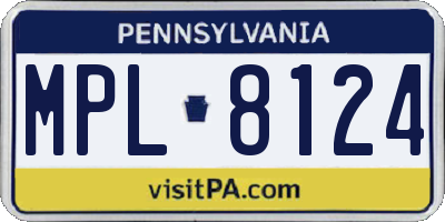 PA license plate MPL8124