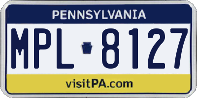 PA license plate MPL8127
