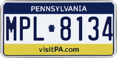 PA license plate MPL8134