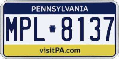 PA license plate MPL8137