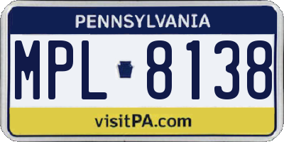 PA license plate MPL8138