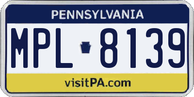 PA license plate MPL8139
