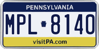 PA license plate MPL8140