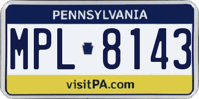 PA license plate MPL8143