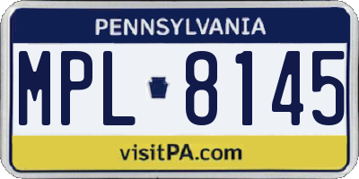 PA license plate MPL8145