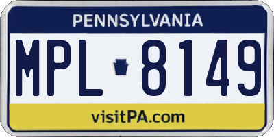 PA license plate MPL8149