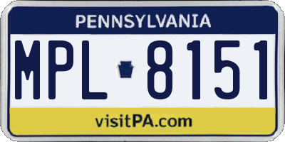 PA license plate MPL8151
