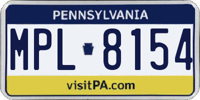 PA license plate MPL8154