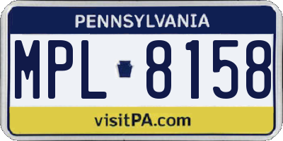 PA license plate MPL8158