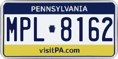PA license plate MPL8162