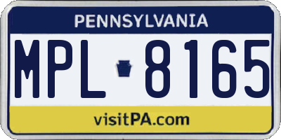 PA license plate MPL8165