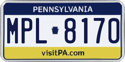 PA license plate MPL8170