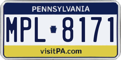 PA license plate MPL8171
