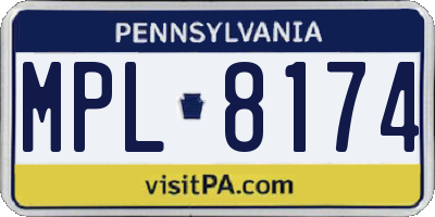 PA license plate MPL8174
