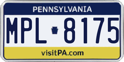 PA license plate MPL8175