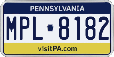 PA license plate MPL8182