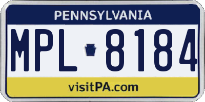 PA license plate MPL8184