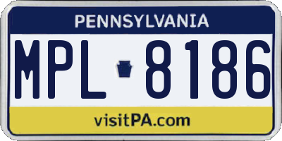 PA license plate MPL8186