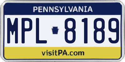 PA license plate MPL8189