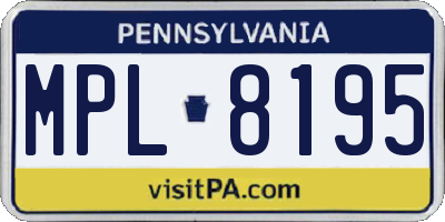 PA license plate MPL8195