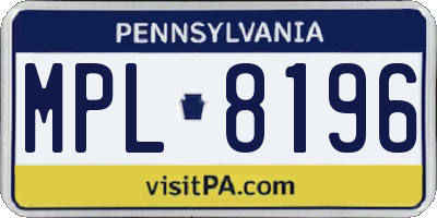 PA license plate MPL8196
