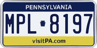 PA license plate MPL8197