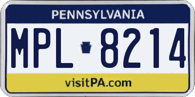 PA license plate MPL8214