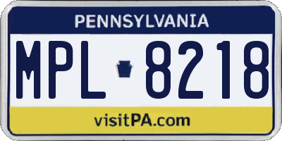 PA license plate MPL8218