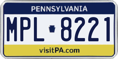 PA license plate MPL8221