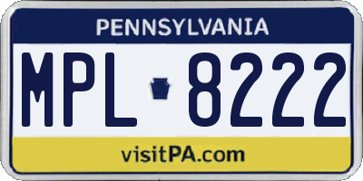 PA license plate MPL8222