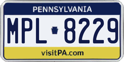 PA license plate MPL8229