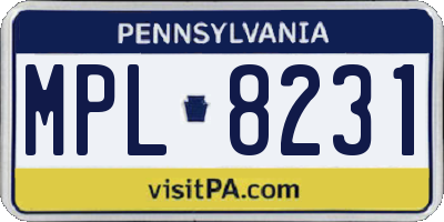 PA license plate MPL8231